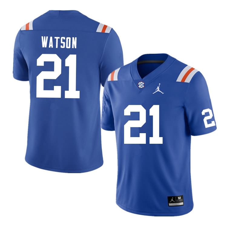 NCAA Florida Gators Desmond Watson Men's #21 Nike Blue Throwback Stitched Authentic College Football Jersey HOV0164VA